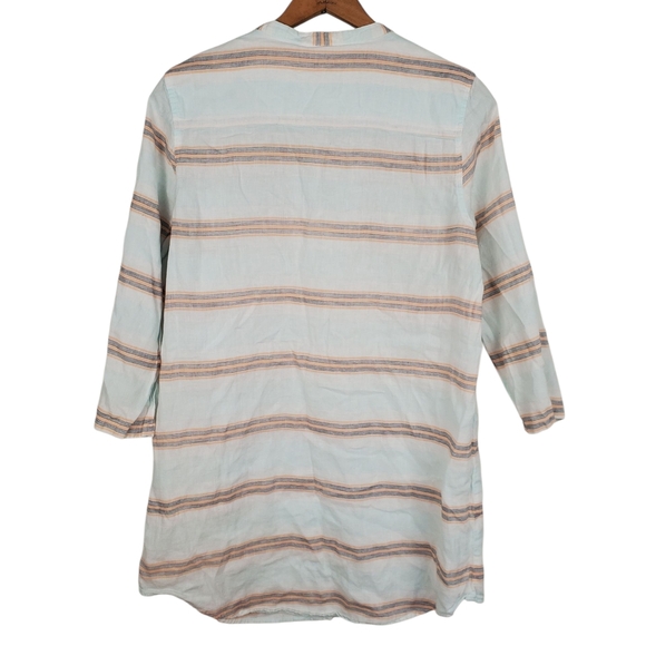 IZOD Linen Tunic.Blue and Orange Striped. LG - Picture 6 of 9